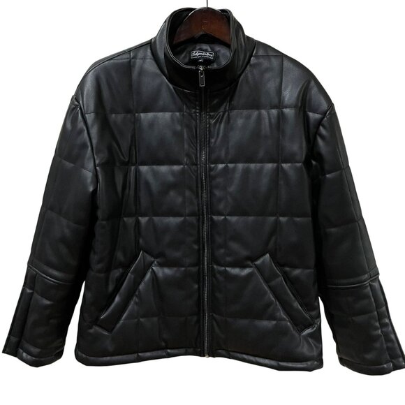 Chelsea DeBoer By Lily & Lottie Black Quilted Faux Leather Jacket M Stylish Oute - Picture 2 of 8